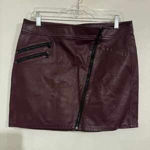 Express began leather burgundy mini skirt rock festival